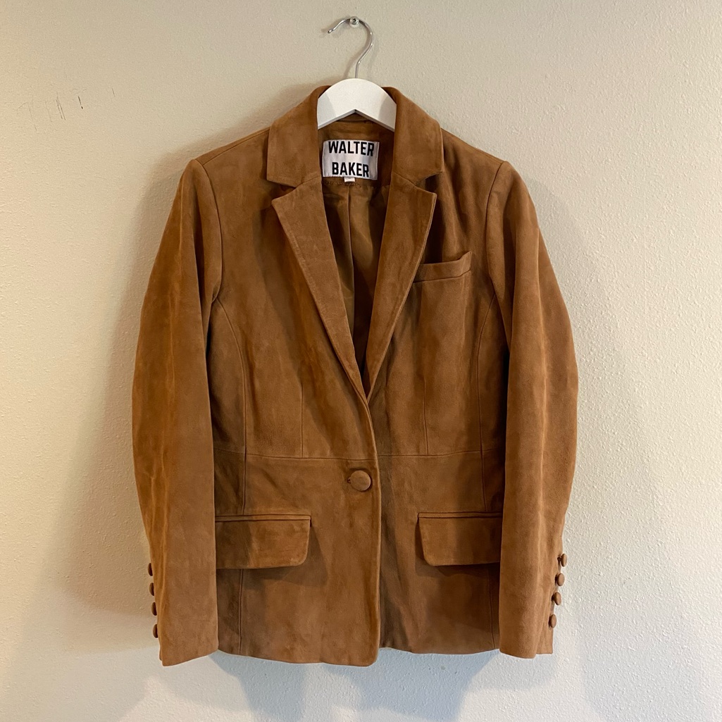 Walter Baker Suede Leather Blazer Jacket In Cognac Brown Size S Academia Western
